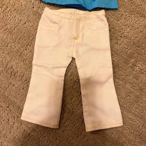 American Girl Doll Saige Picnic Tunic Outfit GOTY 2013 plus Gold Boots - Picture 5 of 7